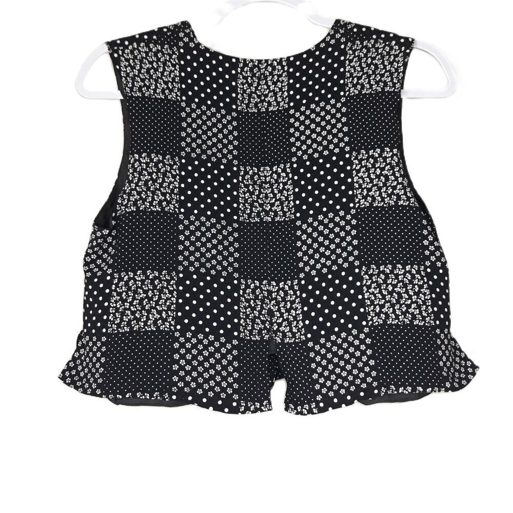Vtg. Liz Claiborne Patchwork Cropped Vest Small Waistcoat - Picture 6 of 9